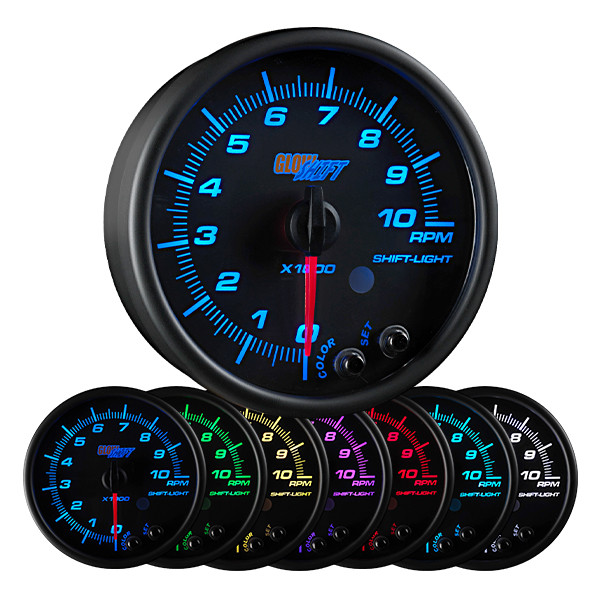 GlowShift | Black 7 Color 3-3/4” In-Dash Tachometer Gauge