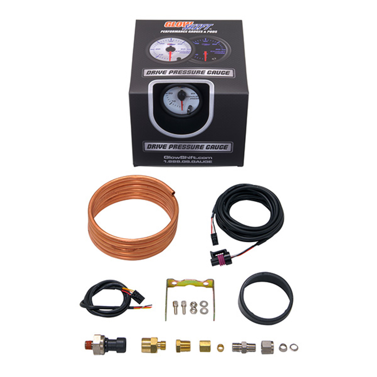 GlowShift | White 7 Color 60 PSI Exhaust Pressure Gauge