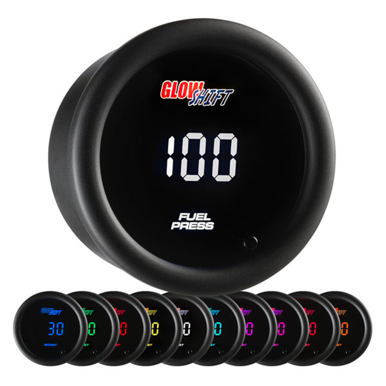 GlowShift  10 Color Digital 100 PSI Fuel Pressure Gauge