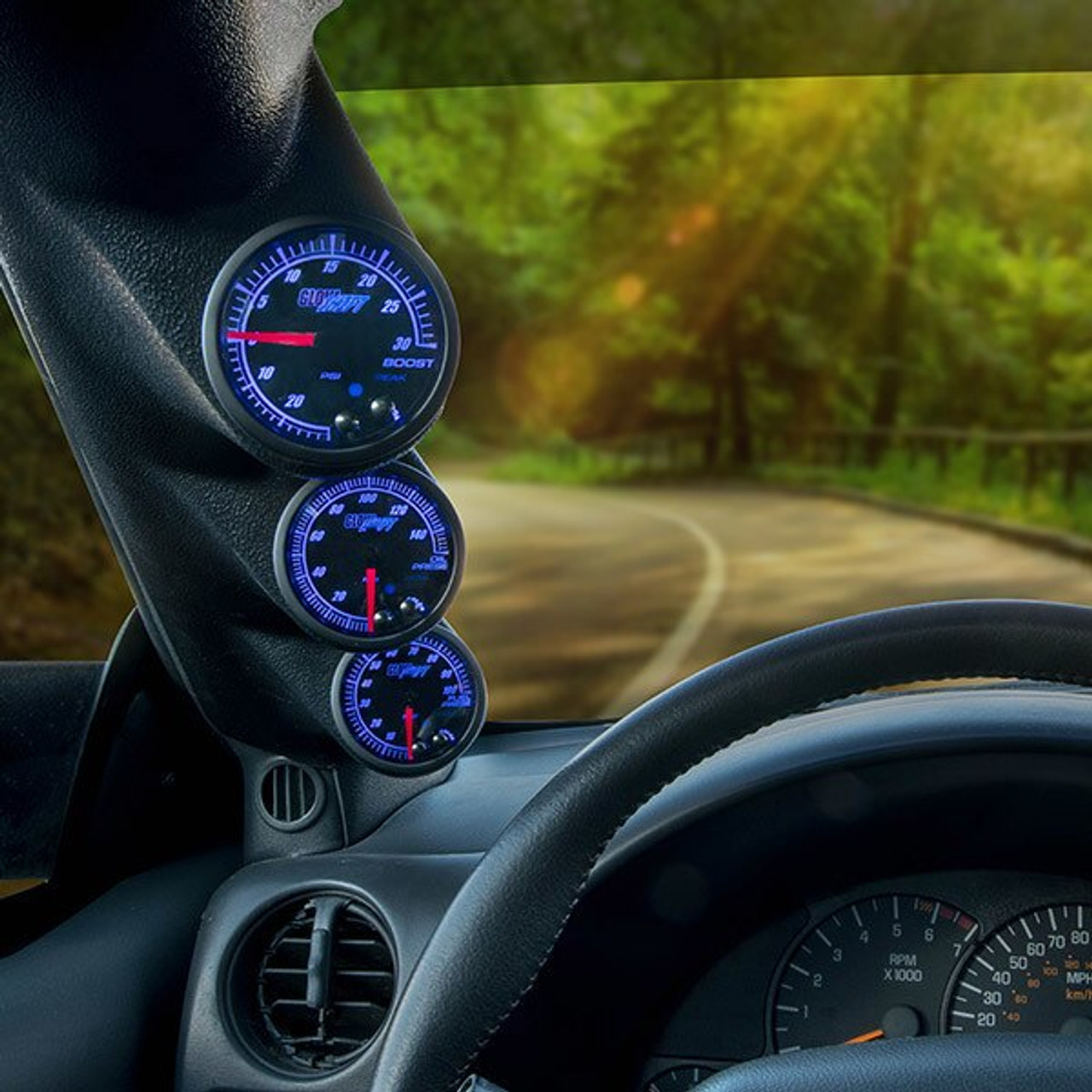 GlowShift Elite 10 Color Triple Gauge Package for 1993-2002 Pontiac Trans  AM T-Top 4th Gen