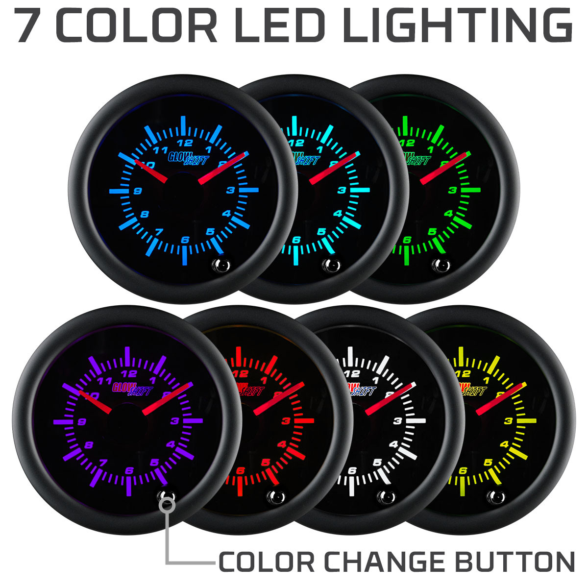GlowShift | Tinted 7 Color Series Clock Gauge For Cars and Trucks