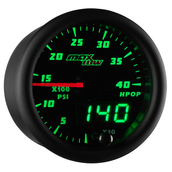 GlowShift | MaxTow Black & Green Double Vision™ HPOP Gauge