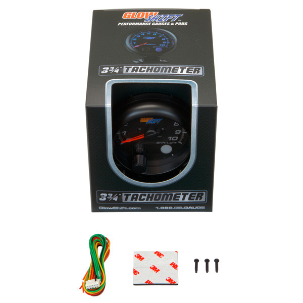 GlowShift Tinted 7 Color In-Dash Tachometer Gauge – 95mm (3-3/4") – With Shift Light – GS-T716