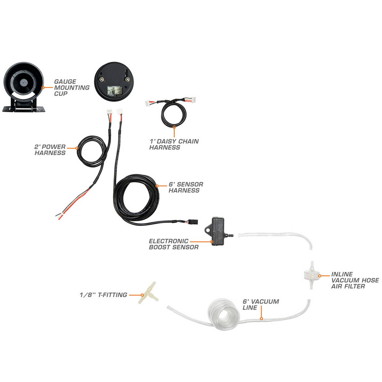 GlowShift | Elite 10 Color Series BAR Boost Vacuum Gauge for Cars