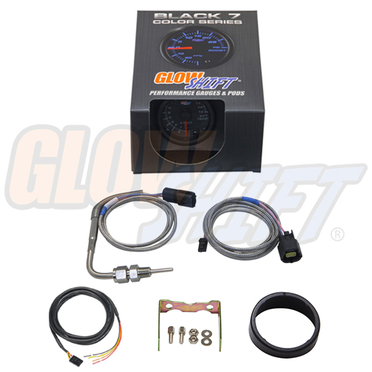 GlowShift Black 7 Color 1500° F Pyrometer EGT Gauge