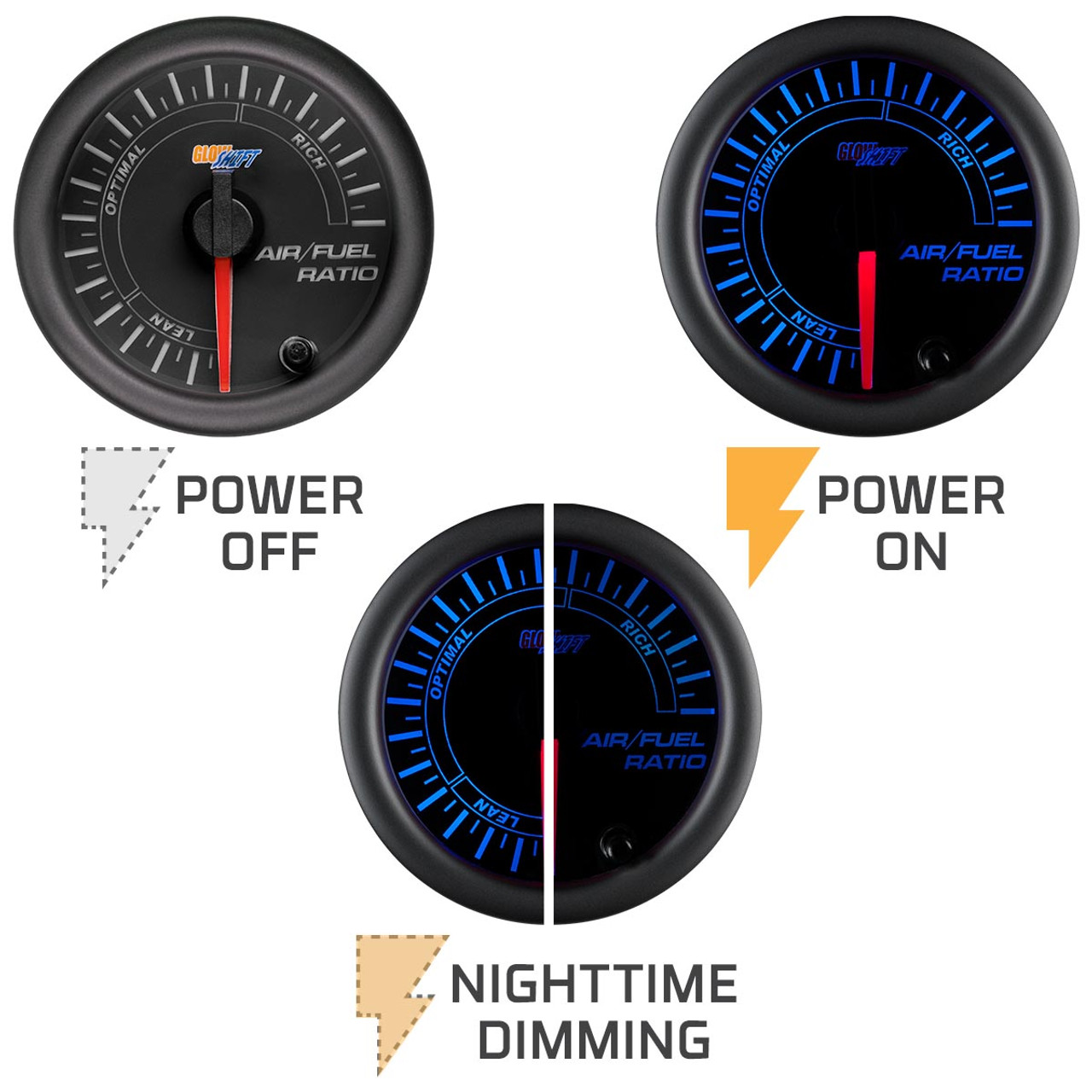 GlowShift | Black 7 Color Narrowband Air/Fuel Ratio Gauge