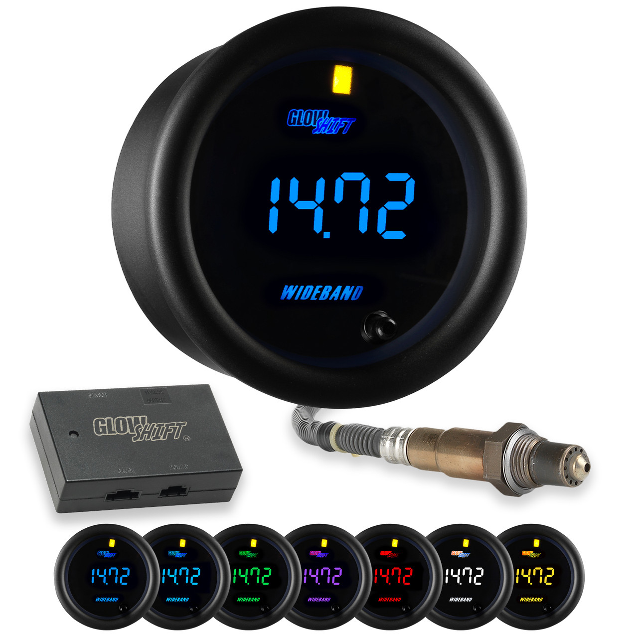 Black 7 Color Digital Wideband Air/Fuel Ratio Gauge