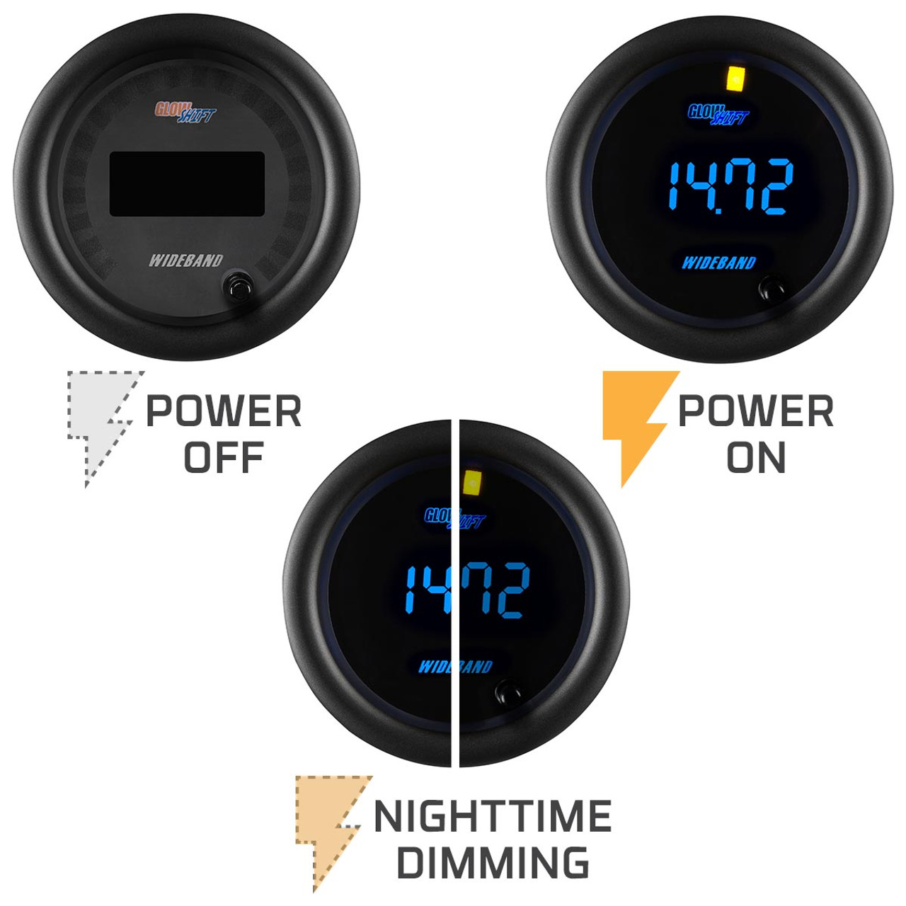 GlowShift | Black 7 Color Digital Wideband Air/Fuel Ratio Gauge