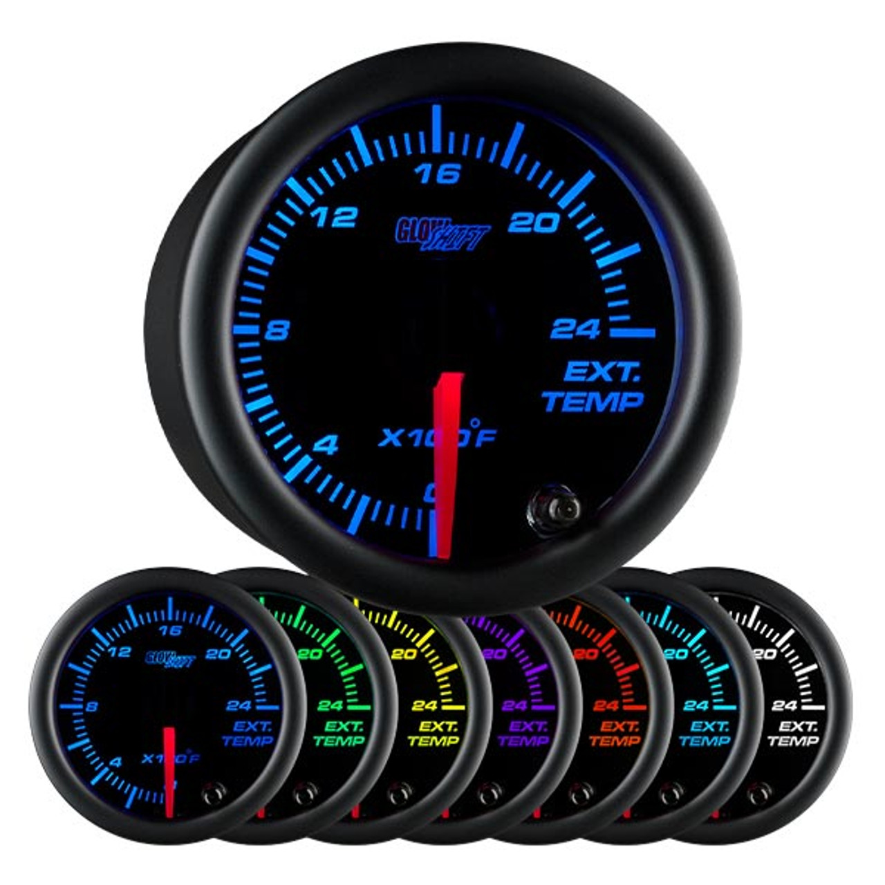 GlowShift Black Color 2400° F Exhaust Gas Temperature Gauge