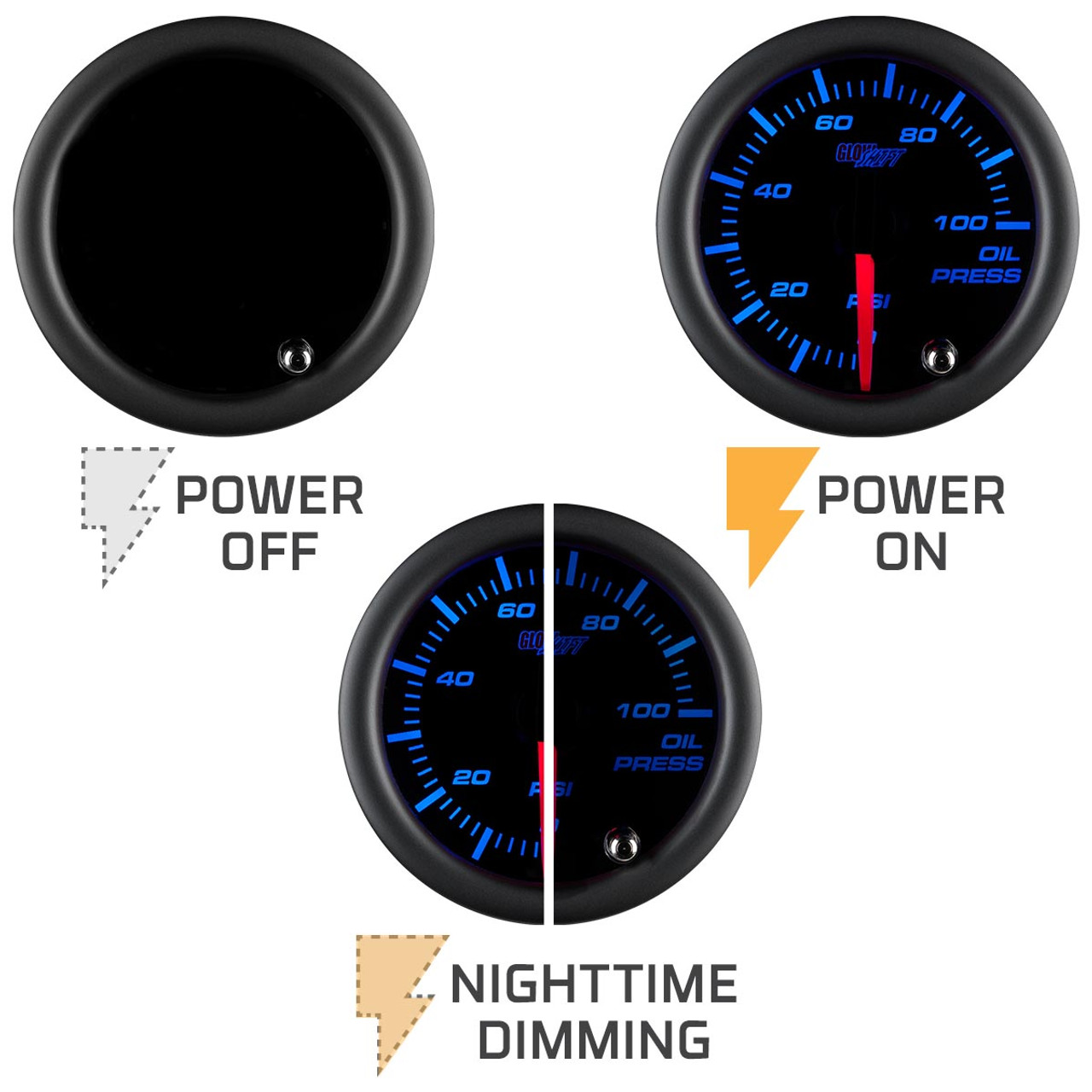 GlowShift  Tinted 7 Color Series 6 Gauge Set for Cars and Trucks