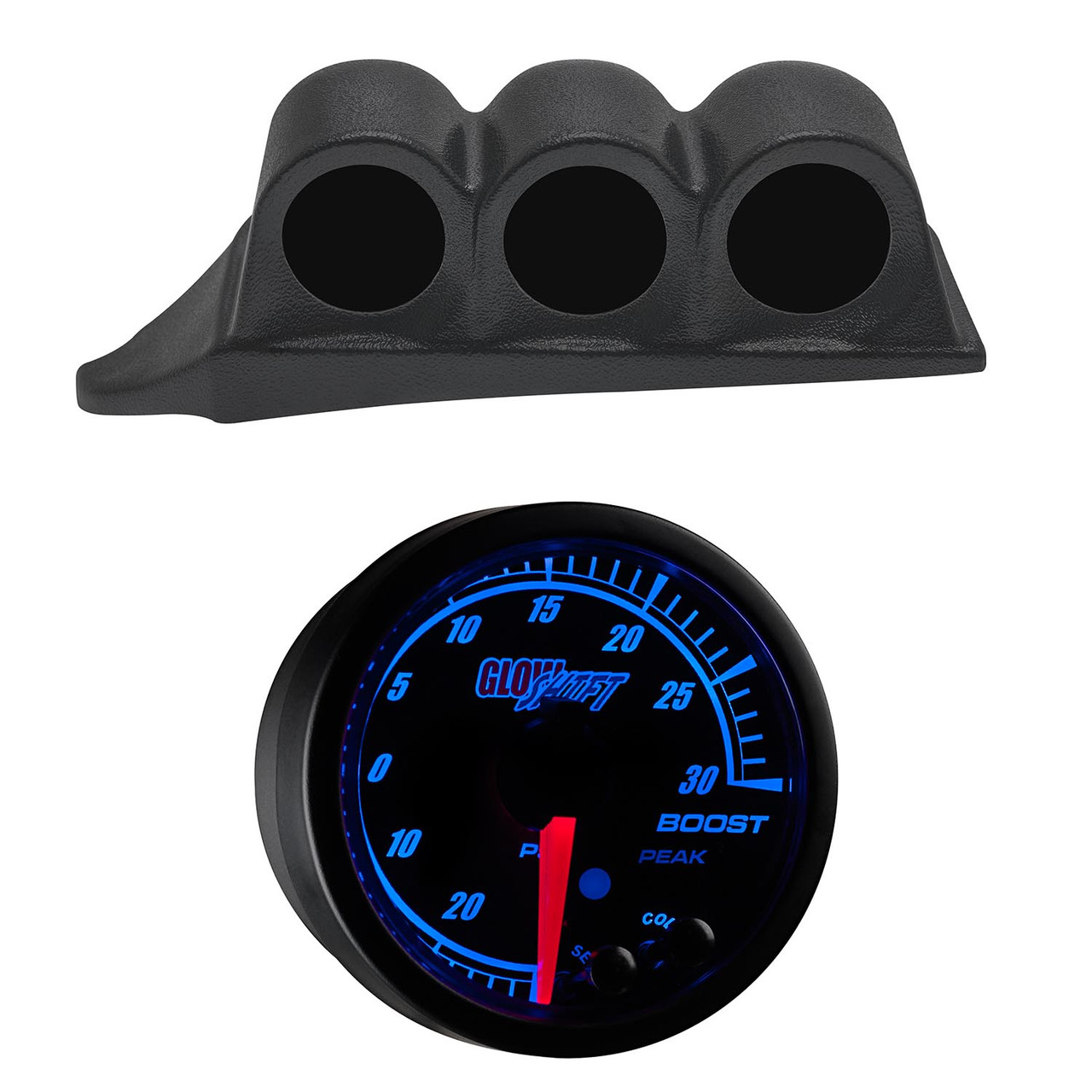 GlowShift Elite 10 Color Series Triple Dash Gauge Package For 1999-2007  Ford Super Duty Powerstroke