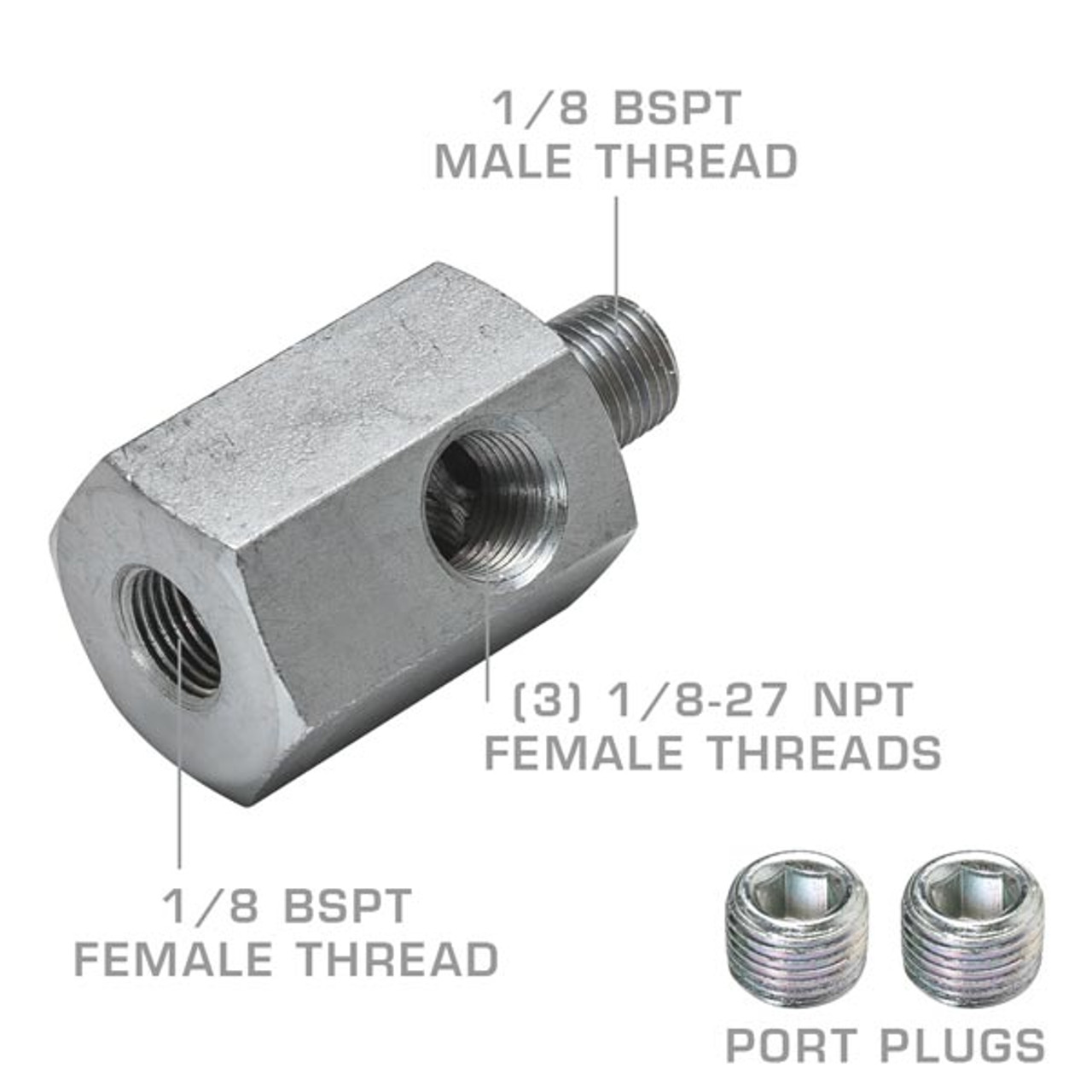 1/8 BSPT Male to 1/8-27 NPT Female Hex Thread Adapter