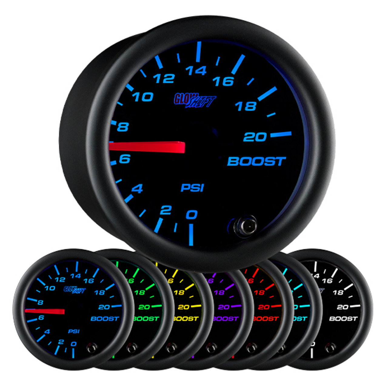 GlowShift | Black 7 Color 20 PSI Boost Gauge