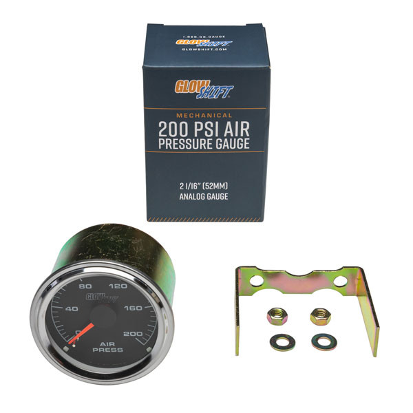 GlowShift Black Mechanical 200 PSI Dual Needle Air Pressure Suspension Gauge - Foto 6