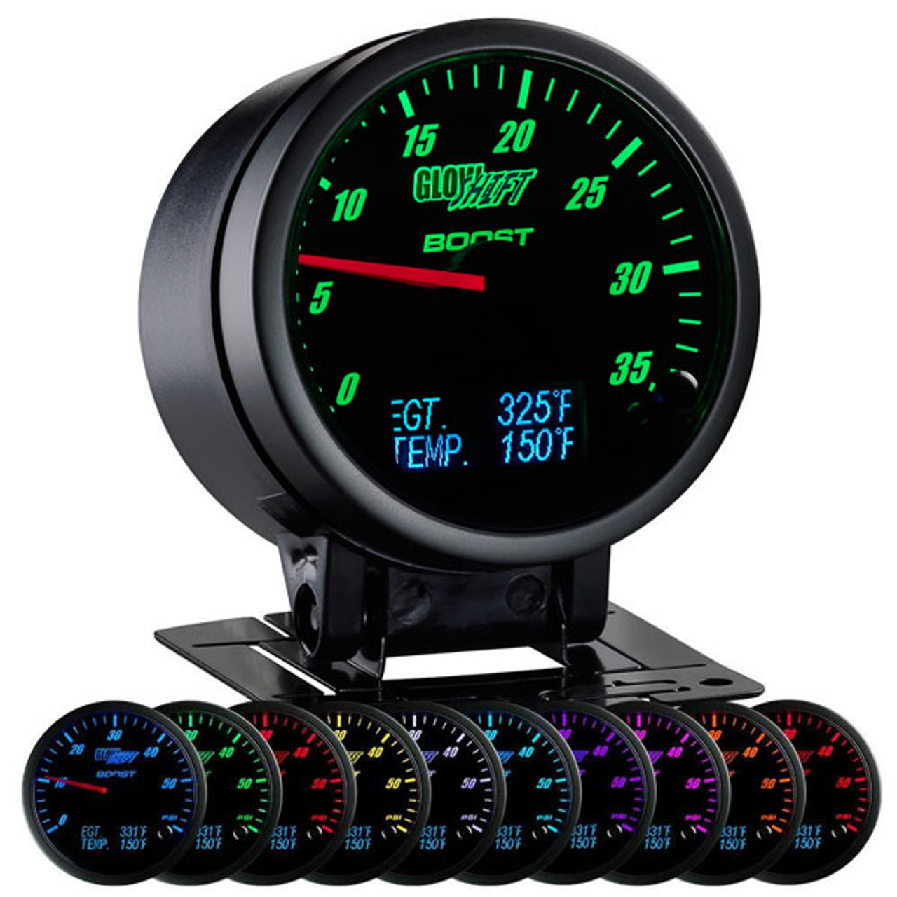 GlowShift 10 Color Digital 30 PSI Boost/Vacuum Gauge Kit