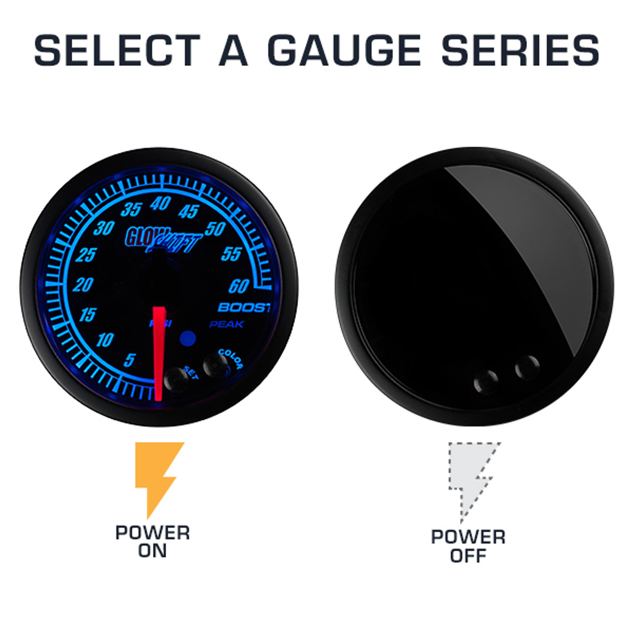 GlowShift Elite 10 Color Series Quad Gauge Package for OBS 1987-1991 Ford  F-Series IDI F150, F250  F350