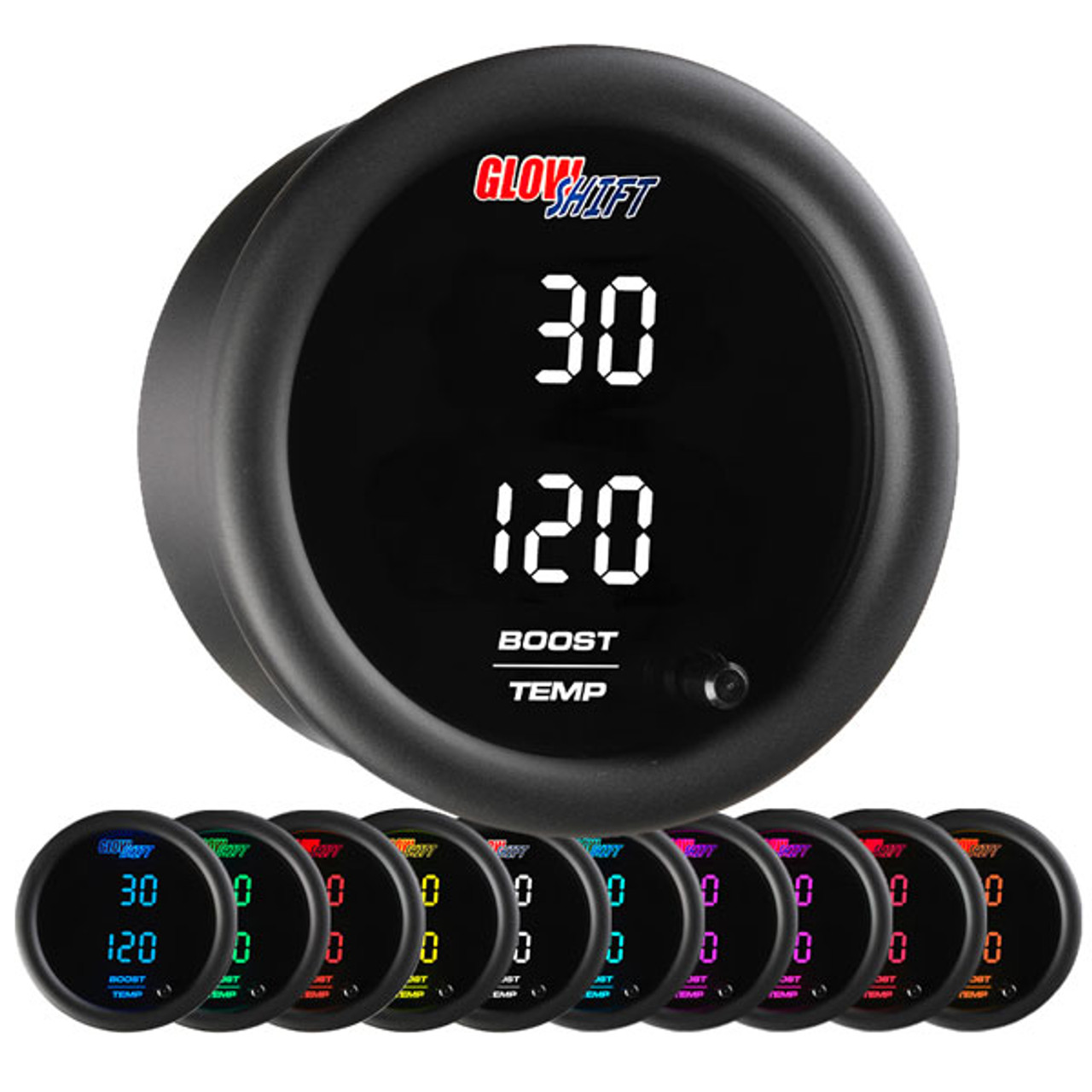  GlowShift 10 Color Digital Air Temperature Gauge Kit - Reads  Outside Air Temp from -40-200 Degrees F - Includes Sensor - Multi-Color LED  Display - Tinted Lens - 2-1/16 (52mm) : Automotive