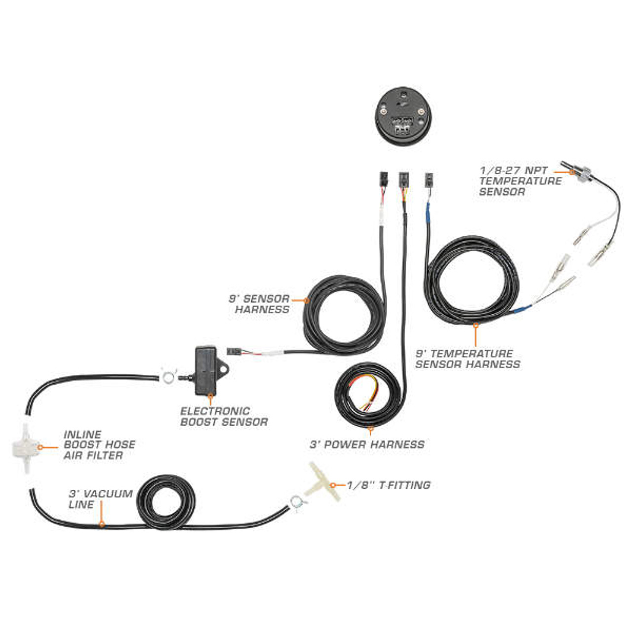 GlowShift 10 Color Digital 30 PSI Boost/Vacuum Gauge Kit