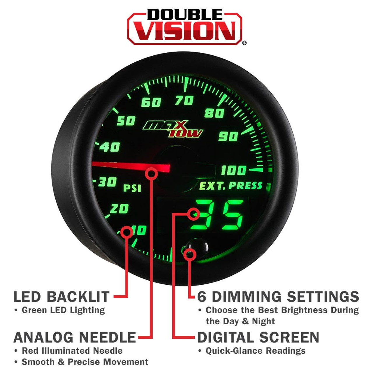 GlowShift | MaxTow Black & Green Double Vision™ 100 PSI