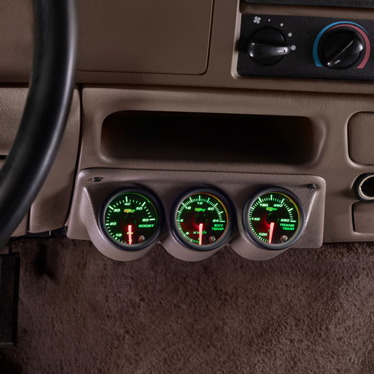 GlowShift  7 Color Series Triple Under Dashboard Gauge Package for  1999-2004 Ford Super Duty Power Stroke