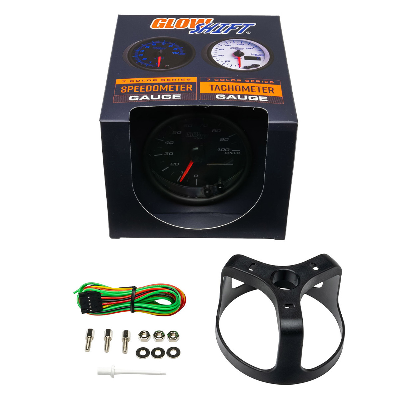 GlowShift | Black 7 Color 3-3/8” (85mm) 100 MPH In Dash