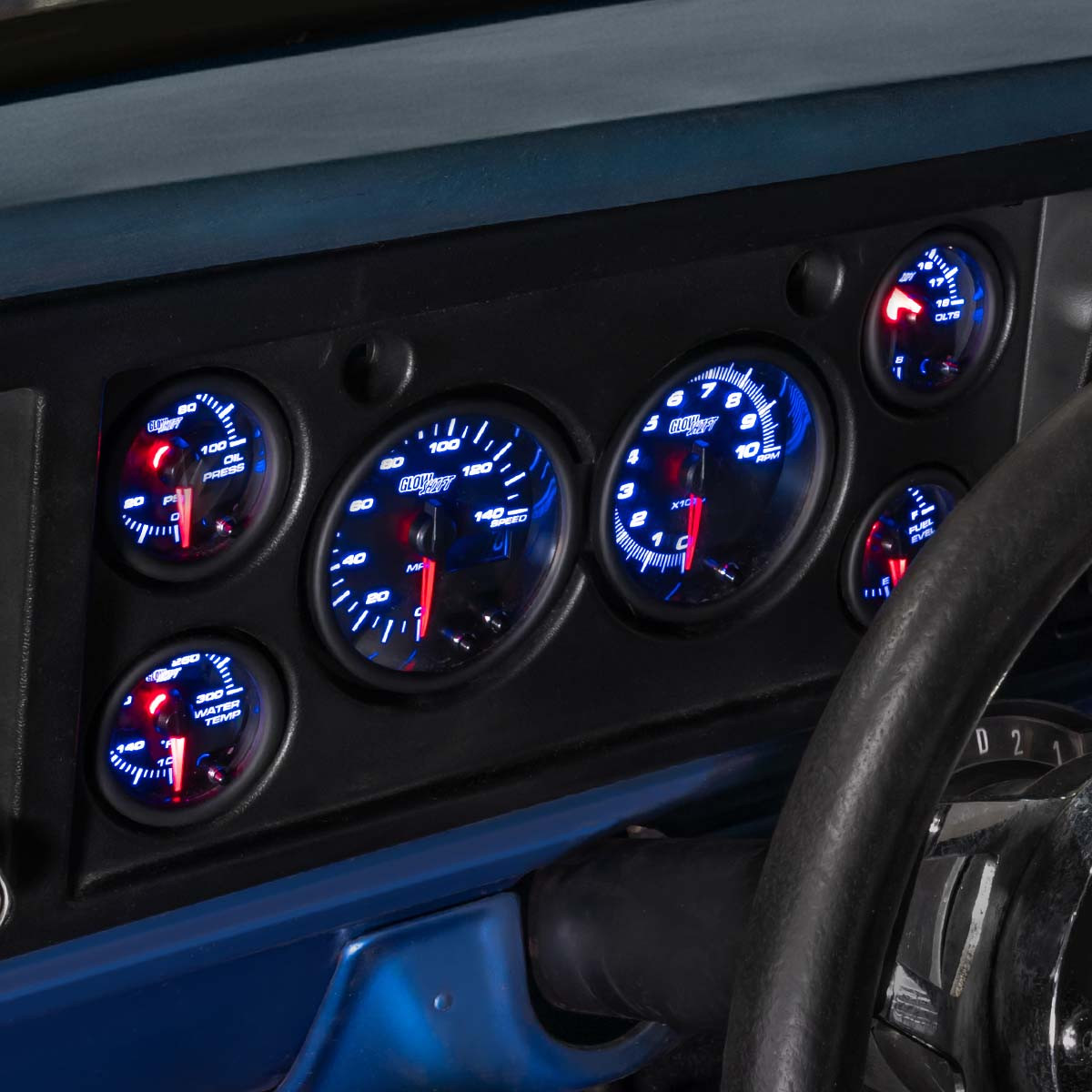 Intellitronix Universal Digital 6-Gauge Set – Create A Dash Car Instrument Cluster, Blue Display, Made In USA