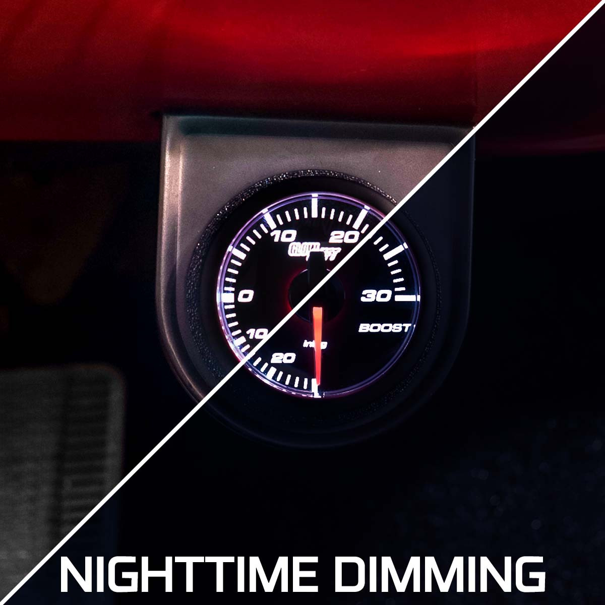 GlowShift | 1-3/4” (45mm) 30 PSI Boost and Vacuum Gauge