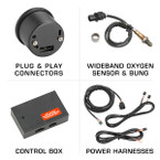 Included Wideband Oxygen Sensor, Control Box & Wiring Harnesses with Wideband Air/Fuel Gauge