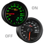 Black & Green MaxTow 60 PSI Boost Gauge On/Off View