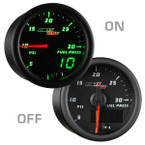 Black & Green MaxTow 30 PSI Fuel Pressure Gauge On/Off View