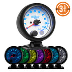 White 7 Color 3 3/4" Tachometer Gauge with Shift Light
