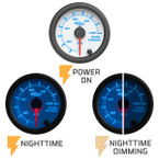 White 7 Color Gauge On, Nighttime View & Nighttime Dimming