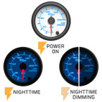 White 7 Color Gauge On, Nighttime View & Nighttime Dimming