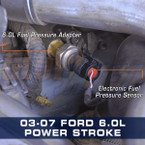 Ford 6.0L Power Stroke Fuel Pressure Thread Adapter Installed
