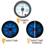 White 7 Color Gauge On, Nighttime View & Nighttime Dimming