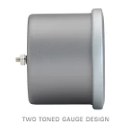 Two Toned Gun Metal Gauge Body with Brushed Aluminum Trim Ring
