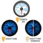 White 7 Color Gauge On, Nighttime View & Nighttime Dimming