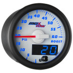 White & Blue MaxTow 60 PSI Boost Gauge