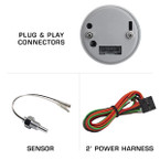 Included Temperature Sensor & Harness with Tinted Oil Temperature Gauge