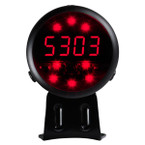 Black Digital Tachometer & Red LED Shift Light Straight View