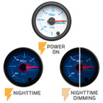 White 7 Color Gauge On, Nighttime View & Nighttime Dimming