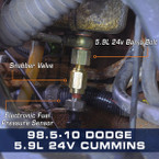 1998.5-2010 Cummins 24 Valve Fuel Pressure Banjo Bolt Adapter Close Up Install