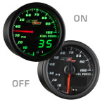 Black & Green MaxTow 100 PSI Fuel Pressure Gauge On/Off View