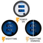 White 7 Color Gauge On, Nighttime View & Nighttime Dimming