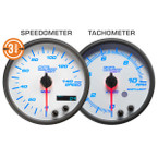 White 7 Color 3-3/4" In-Dash Speedometer & Tachometer Gauges