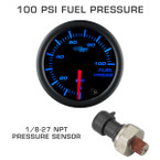 Black 7 Color 100 PSI Fuel Pressure Gauge with 1/8-27 NPT Pressure Sensor