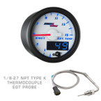 White & Blue MaxTow 1500° F Exhaust Gas Temperature Gauge with 1/8-27 NPT Type K EGT Probe