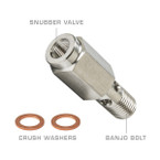 Fuel Pressure Banjo Bolt & Snubber Valve Combo for 12 Valve Cummins with 2 Crush Washers