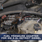 Fuel Pressure Thread Adapter for GM 6.5L Turbo Diesel Installed to Truck