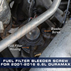 Fuel Filter Bleeder Screw for GM 6.6L Duramax Installed to Truck